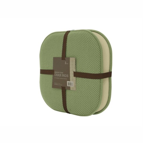 Memory Foam Chair Cushion - Great for Dining, Kitchen, and Desk Chairs -  Machine Washable Pad with Ties and Nonslip Backing by Lavish Home (Green)