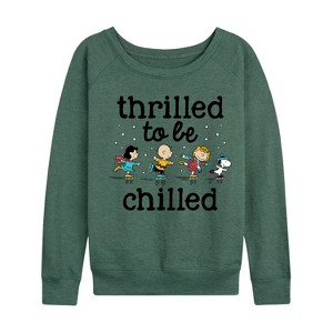 Women's - Peanuts - Snoopy Winter Fun Lightweight French Terry Wide Neck Long Sleeve Shirt - 1 of 4