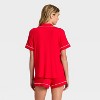 Women's Cloud Knit Modal Short Sleeve Notch Collar Top and Shorts Pajama Set - Auden™ - 2 of 3