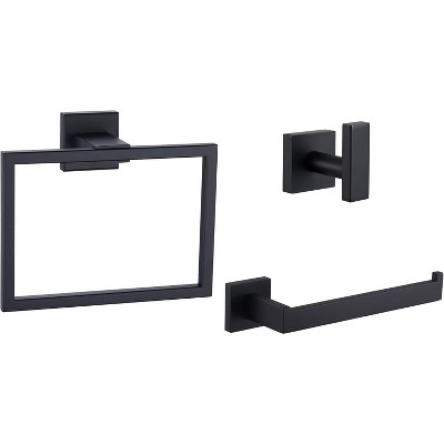 Mixxidea Square Single Towel Hook Bundle with Towel Holder, Square Towel Ring