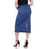 Rekkuna Women's Pull-On Soft and Stretchy Denim Midi Skirt with Pockets – Casual and Dressy Style - 3 of 3