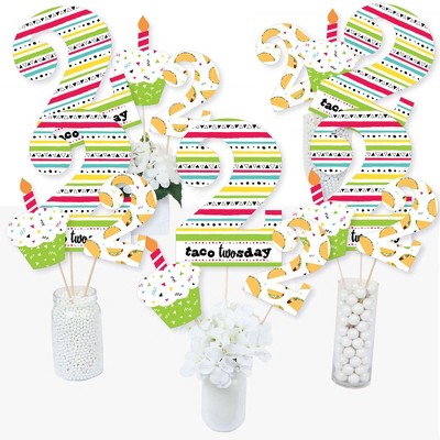 Big Dot of Happiness Taco Twosday - Mexican Fiesta Second Birthday Party Centerpiece Sticks - Table Toppers - Set of 15