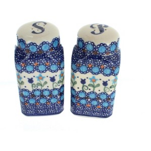 Blue Rose Polish Pottery 320 Vena Large Salt & Pepper Shakers - 1 of 2