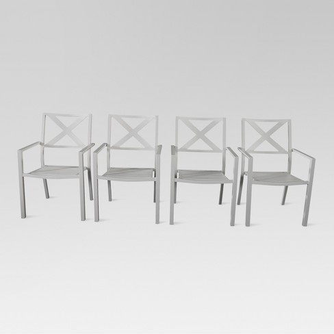 Afton 4pk Metal Stack Patio Dining Chair Off White Threshold Target