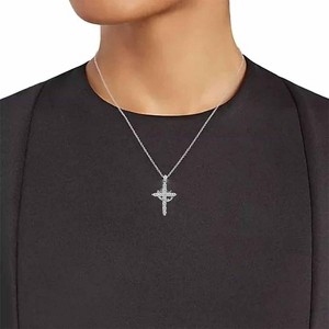 Clotth Rotatable Crown Cross Pendant Necklace, 18k Gold Plated Cross Necklace with Rotatable Crown, Diamond Cross Necklace for Women - 1 of 4