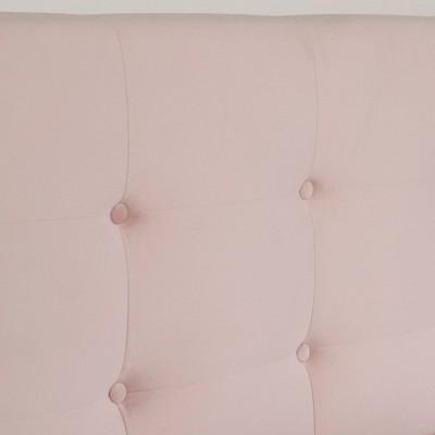 Pale Pink Velvet Upholstered Twin Platform Bed with Headboard