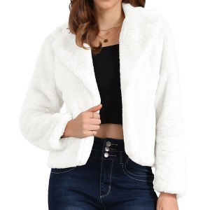 Seta T Women's Fashion Long Sleeve Faux Fur Fluffy Notch Lapel Jacket - 1 of 4