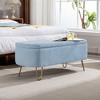 Gulches Storage Ottoman Bench with Gold Legs Blue Faux Fur Upholstered Padded for End of Bed Entryway Living Room Bedroom - 4 of 4
