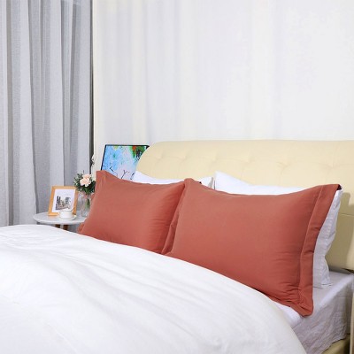 2 Pcs King 1800 Series Soft Brushed Microfiber Pillowcase Orange Red - PiccoCasa