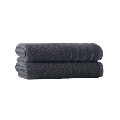 2pc Veta Turkish Cotton Bath Sheet Set Black - Enchante Home
