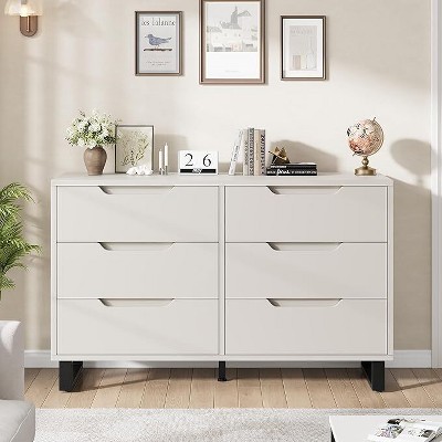 6-Bedroom Chest of Drawers, 119cm Wide, Freestanding Vertical Chest of Drawers with Storage for Living Room, Hallway, Entryway
