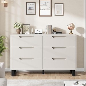 6-Bedroom Chest of Drawers, 119cm Wide, Freestanding Vertical Chest of Drawers with Storage for Living Room, Hallway, Entryway - 1 of 4