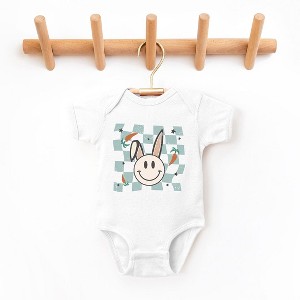 The Juniper Shop Checkered Smiley Easter Bunny Baby Bodysuit - 1 of 2
