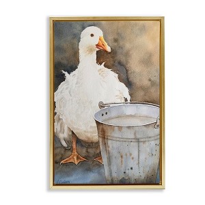 Stupell Industries Duck & Country Pail Black Framed Floater Canvas Wall Art - 1 of 4