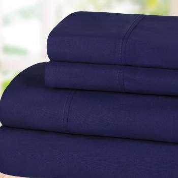 300-Thread Count Breathable Cotton Percale Deep Pocket Solid Bed Sheet Set by Blue Nile Mills