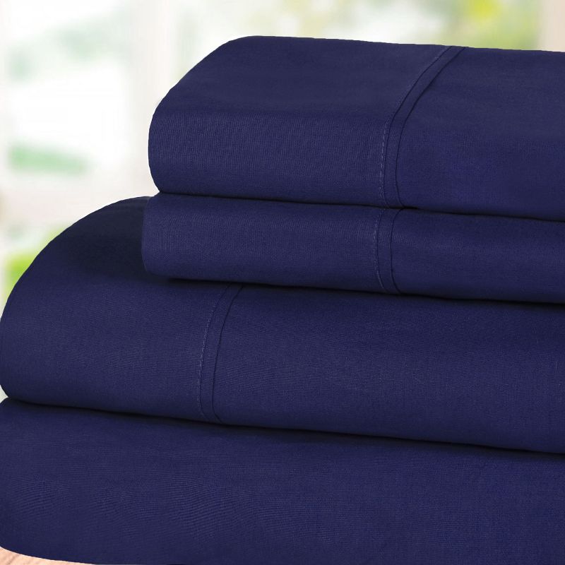 300-Thread Count Breathable Cotton Percale Deep Pocket Solid Bed Sheet Set by Blue Nile Mills, 1 of 5