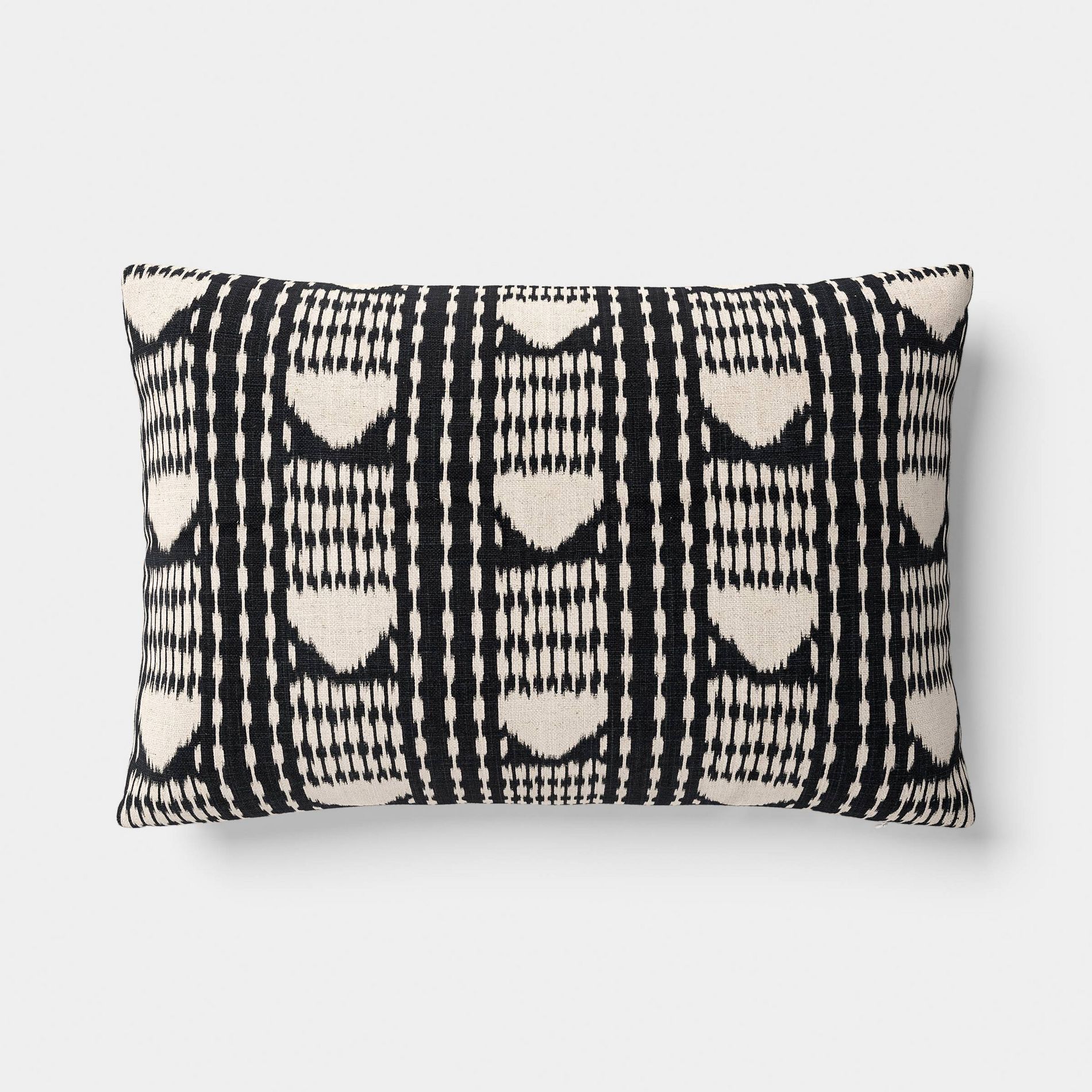 Lumbar Ikat Stripe Indoor Throw Pillow Charcoal/Neutral - Threshold™