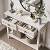 Heynemo Rattan Console Table with Widened Tabletop & 2 Drawers, Sofa Table with Storage Shelf, for Living Room, Hallway, Entrywayish - 3 of 4