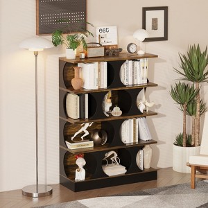 Famapy Modern Industrial - Style Bookshelf Display Shelf with Geometric Design and Multiple Tiers - 1 of 4