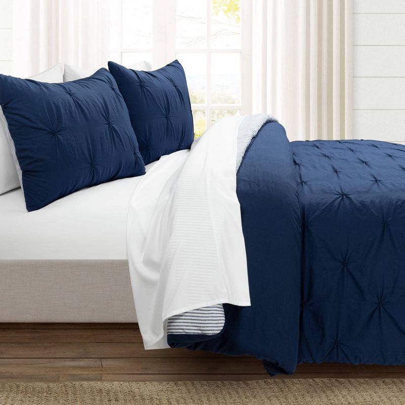 Ravello Pintuck BIAB Soft Reversible Printed Comforter with Sheet Set - Lush Décor, 3 of 8