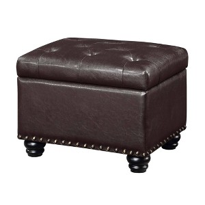 5th Avenue Storage Ottoman Espresso - Breighton Home: Elegant Button-Tufted, Nailhead Trim, Wood Feet - 1 of 4