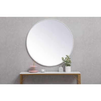 Elegant 39" Round Silver Wood Frame Mirror