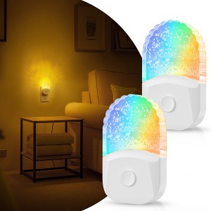 YANSUN 2-Pack RGB LED Night Lights Plug into Wall, 8-Color Changing with Sensor, Dimmable Nightlight for Kids Bedroom, Bathroom - 1 of 1