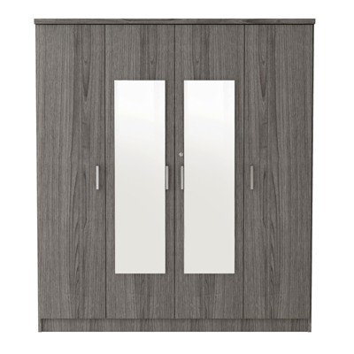 TiramisuBest 3-Door Mirror Wardrobe with shelves, White