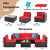 Celebalcony 6 Piece Patio Conversation Set All Weather Wicker Rattan Patio Sofa Outdoor Sectional Seating Group With Cushions  Red - 3 of 4