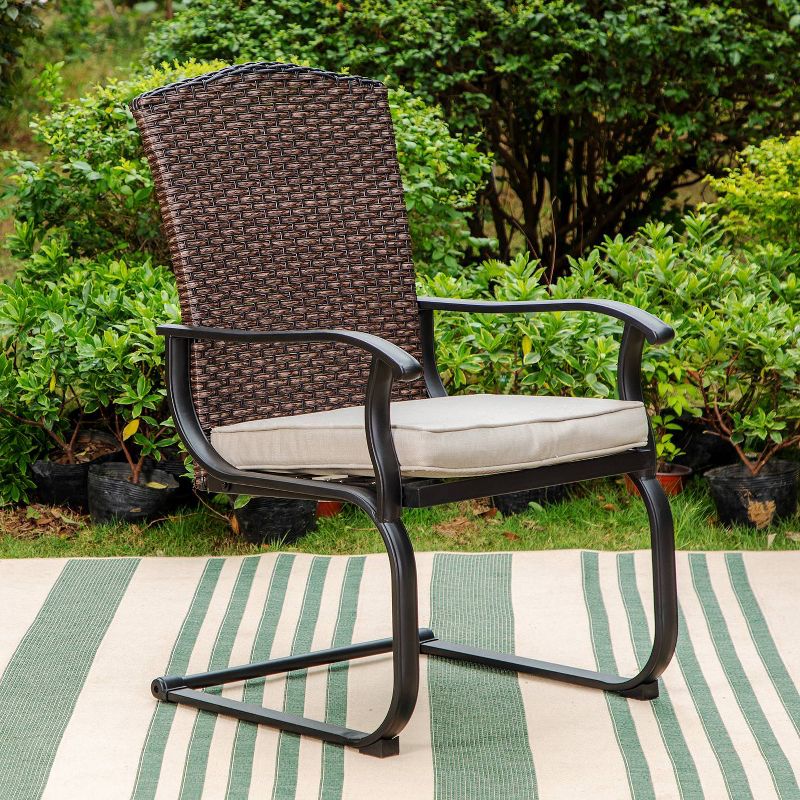 2pk Outdoor Steel C-spring Chairs with Cushions &#38; Fan-Shaped Back Beige - Captiva Designs, 4 of 13