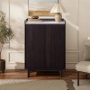 LuxenHome Modi Wenge Accent Cabinet with 2 Doors, Open Storage & Raised Sides, Faux Marble Top, Manufactured Wood Dark Brown - 2 of 4