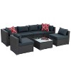 ELJGET Outdoor Patio Furniture Set, 7 Pieces PE Wicker Modular Sofa with Cushion and Glass Table - 3 of 4