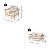 3 PCS Patio Chat Set, 2 Single Chairs and 1 Loveseat with Wide Armrests, Chair with Acacia Wood Frame with Polyester Cushions-Coolbibila - 4 of 4