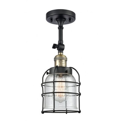Bell Cage - 1 Light Semi-Flush Mount In Industrial Style-13.5 Inches Tall and 5 Inches Wide