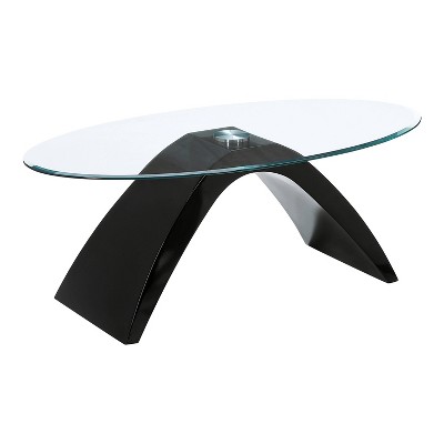 Gummerton Glass Top Coffee Table Black High Gloss - miBasics