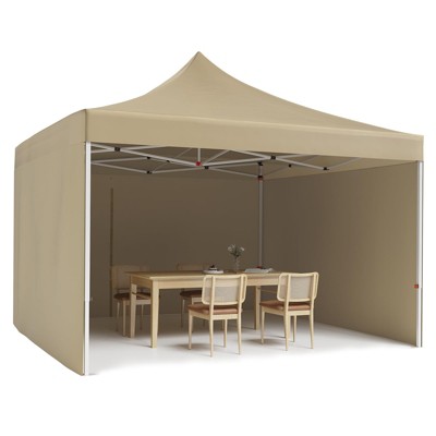 10 x 10 Pop Up Canopy Tent, Heavy Duty Outdoor Canopy with 3 Removable Sidewalls Wheeled Carry Bag, Stakes and Nails