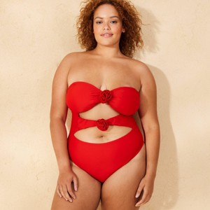 Women's Removable Rosette Extra High Leg Extra Cheeky One Piece Swimsuit - Wild Fable™ - 1 of 4