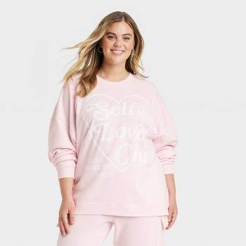 Women's Self Love Club Graphic Sweatshirt - Pink