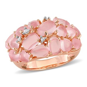 EVERLY JEWELRY | Rose Plated Sterling Silver 0.07 CT TW Diamond And 7 4/5 CT TGW Rose Quartz Fashion Ring - 1 of 4