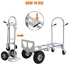 Aluminum Hand Truck & Dolly, Heavy Duty Convertible Hand Truck with 1000 lbs Capacity, Foldable 4-Wheel Utility Cart with 10" Pneumatic Tires - 3 of 4
