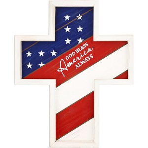 Pavilion Gift Company - America - 12.75" x 16" Hanging Cross Plaque - Wall Sign Panels - 1 of 4