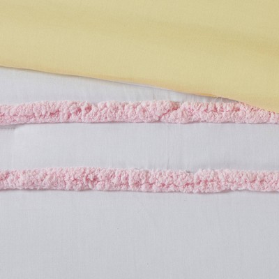 Pink Cotton Chenille Trim Full/Queen Duvet Cover Set