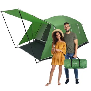 Wakeman Outdoors 4 Person Tent with Porch, Green - 1 of 4