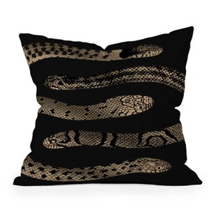 Deny Designs Emanuela Carratoni Vintage Snake Square Outdoor Throw Pillow Black/Gold - 1 of 4