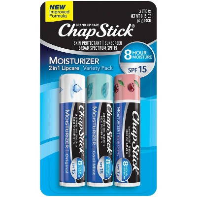 Chapstick Moisturizer Lip Balm Variety Pack - 3pk