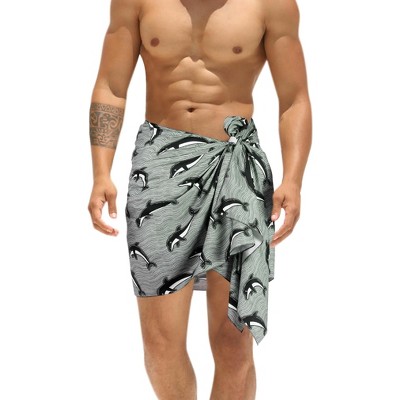 LA LEELA Men's Sarong Bath Swim Beach Pareo Wrap One Size Metal Dolphin
