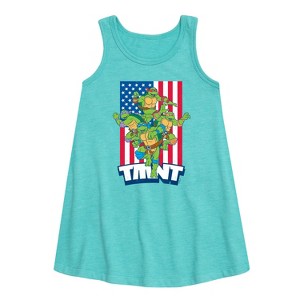 Girls' - Teenage Mutant Ninja Turtles - USA Turtles Graphic Sleeveless Aline Dress - 1 of 3