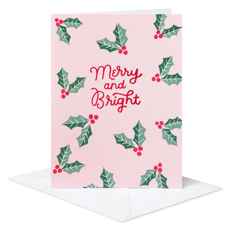 10ct Pink Merry and Bright Blank Christmas Cards, 3 of 8