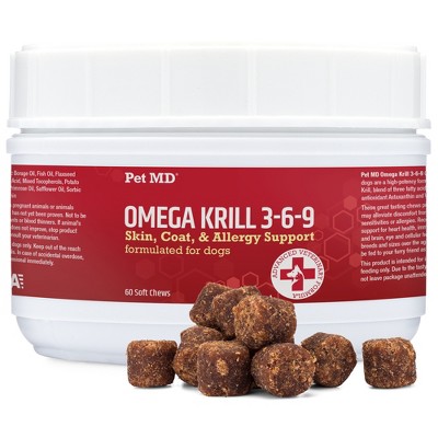 Pet MD | Omega Krill 3-6-9 Soft Chews, Skin, Coat & Allergy Support for Dogs