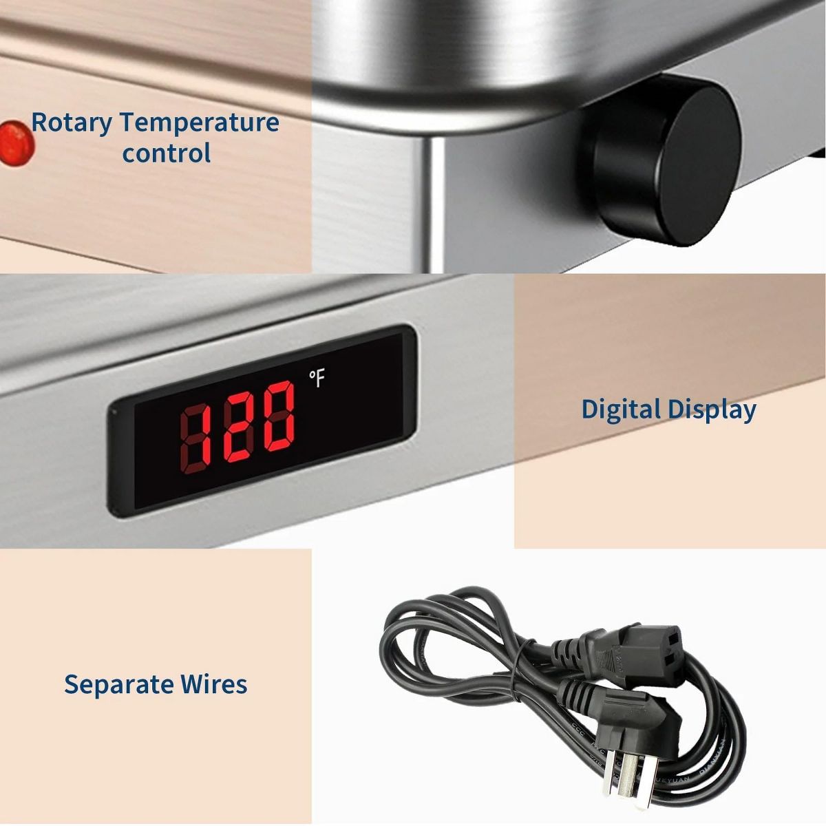 Stainless Steel Electric Chafing Dish Buffet Set – 9QT Food Warmer with Digital Temp Control, Transparent Lid for Catering, Parties, Weddings - thumbnail 8